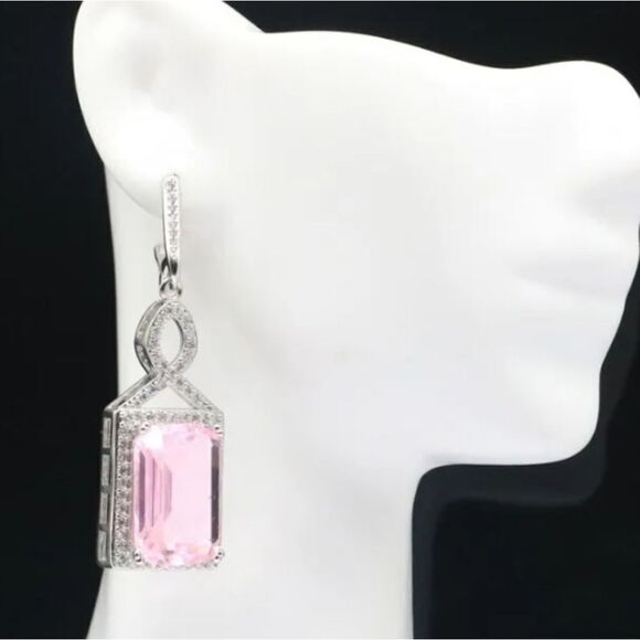 Pink Kunzite Diamond Earrings - Picture 2 of 3